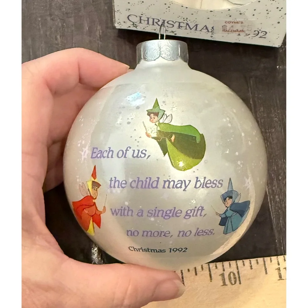 Disney & Schmid Glass Ball Christmas Ornament Sleeping Beauty Vintage 1992